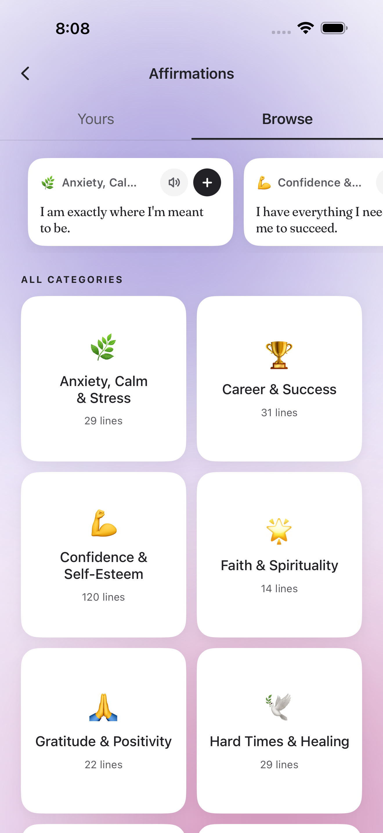 Say After Me affirmation categories and library